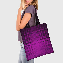 Сумка-шопер Абстрактный мозаичный черно - пурпурный узор, цвет: 3D-принт — фото 2