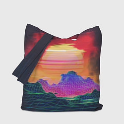 Сумка-шопер Синтвейв неоновые горы на закате, цвет: 3D-принт