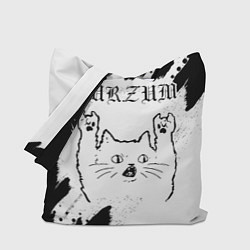 Сумка-шопер Burzum рок кот на светлом фоне, цвет: 3D-принт