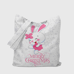 Сумка-шопер Merry Christmas, cute bunny, цвет: 3D-принт