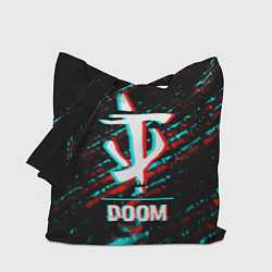 Сумка-шопер Doom в стиле glitch и баги графики на темном фоне, цвет: 3D-принт