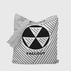 Сумка-шопер Символ Fallout на светлом фоне с полосами, цвет: 3D-принт