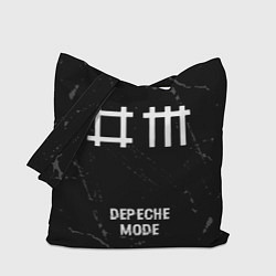 Сумка-шоппер Depeche Mode glitch на темном фоне: символ, надпис