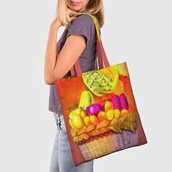 Сумка-шопер Спелые фрукты и овощи в плетеной корзине, цвет: 3D-принт — фото 2