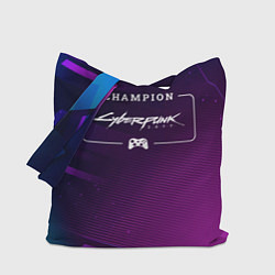 Сумка-шопер Cyberpunk 2077 gaming champion: рамка с лого и джо, цвет: 3D-принт