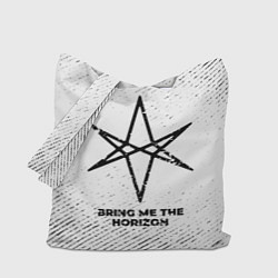 Сумка-шопер Bring Me the Horizon с потертостями на светлом фон, цвет: 3D-принт