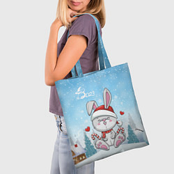 Сумка-шопер Новый год - зайка 2023, цвет: 3D-принт — фото 2