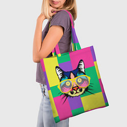 Сумка-шопер Кот в стиле поп-арт, цвет: 3D-принт — фото 2