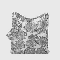 Сумка-шоппер Цветы хризантемы: линейный рисунок