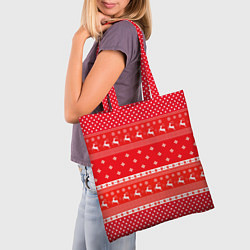 Сумка-шопер Праздничный красный свитер, цвет: 3D-принт — фото 2