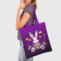 Сумка-шопер Кролик с одуванчиками, цвет: 3D-принт — фото 2