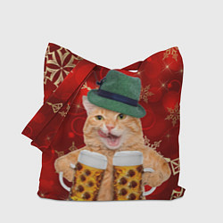 Сумка-шопер Рыжий кот с пивом, цвет: 3D-принт