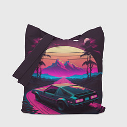 Сумка-шопер Synthwave car and mountains, цвет: 3D-принт