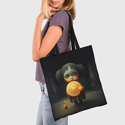Сумка-шопер Девочка с мандарином в руках, цвет: 3D-принт — фото 2