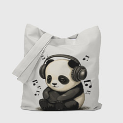 Сумка-шопер Милая панда в наушниках, цвет: 3D-принт