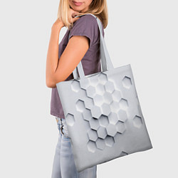 Сумка-шопер Серый соты, цвет: 3D-принт — фото 2