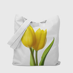 Сумка-шопер Желтые тюльпаны на белом, цвет: 3D-принт