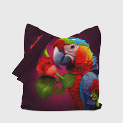Сумка-шоппер Попугай ара с цветами
