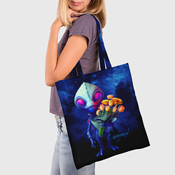 Сумка-шопер Инопланетянин с букетом цветов, цвет: 3D-принт — фото 2