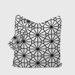 Сумка-шоппер Абстрактный чёрно-белый треугольно-круглый паттерн