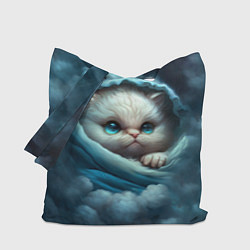 Сумка-шопер Котик в одеяльце в облаках, цвет: 3D-принт