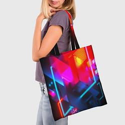 Сумка-шопер Neon stripes color, цвет: 3D-принт — фото 2