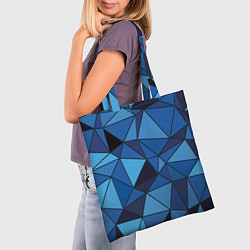 Сумка-шопер Синие треугольники, абстракт, цвет: 3D-принт — фото 2