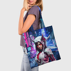 Сумка-шопер Demon Oni - cyberpunk, цвет: 3D-принт — фото 2