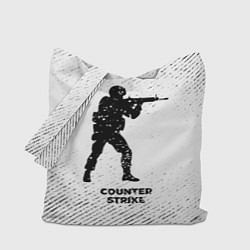 Сумка-шоппер Counter Strike с потертостями на светлом фоне
