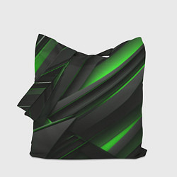Сумка-шопер Черно-зеленые объемные полосы, цвет: 3D-принт