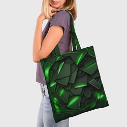 Сумка-шопер Зеленые объемные осколки, цвет: 3D-принт — фото 2