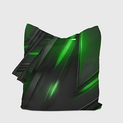 Сумка-шопер Черные пластины с зеленым свечением, цвет: 3D-принт