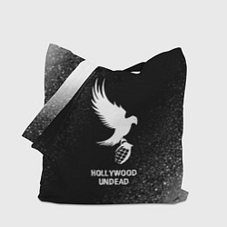 Сумка-шопер Hollywood Undead glitch на темном фоне, цвет: 3D-принт