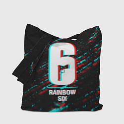 Сумка-шопер Rainbow Six в стиле glitch и баги графики на темно, цвет: 3D-принт