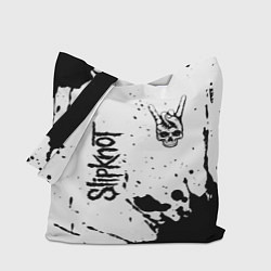 Сумка-шоппер Slipknot и рок символ на светлом фоне