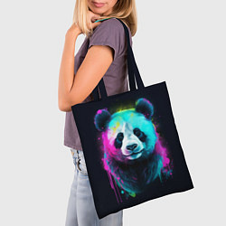 Сумка-шопер Панда в неоновых красках, цвет: 3D-принт — фото 2
