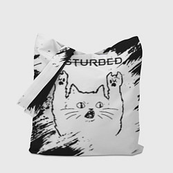 Сумка-шоппер Disturbed рок кот на светлом фоне