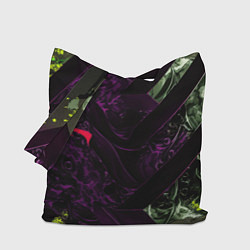 Сумка-шопер Фиолетовая текстура с зелеными вставками, цвет: 3D-принт