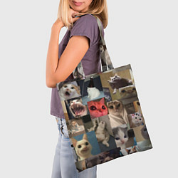 Сумка-шопер Мемные котики, цвет: 3D-принт — фото 2