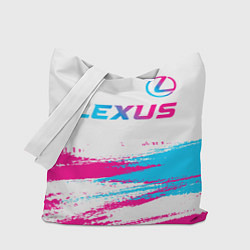 Сумка-шопер Lexus neon gradient style: символ сверху, цвет: 3D-принт