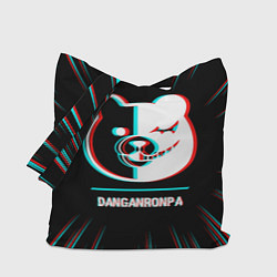 Сумка-шоппер Символ Danganronpa в стиле glitch на темном фоне