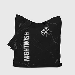 Сумка-шоппер Nightwish glitch на темном фоне: надпись, символ