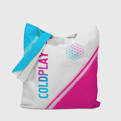 Сумка-шопер Coldplay neon gradient style: надпись, символ, цвет: 3D-принт