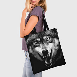 Сумка-шопер Агрессивный атакующий волк, цвет: 3D-принт — фото 2