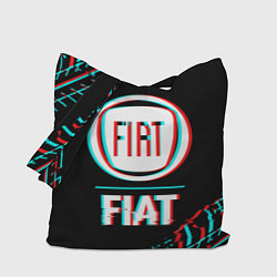 Сумка-шоппер Значок Fiat в стиле glitch на темном фоне