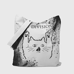 Сумка-шопер Joy Division рок кот на светлом фоне, цвет: 3D-принт