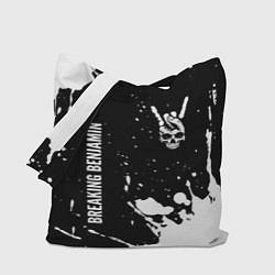 Сумка-шоппер Breaking Benjamin и рок символ на темном фоне