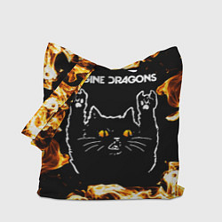 Сумка-шопер Imagine Dragons рок кот и огонь, цвет: 3D-принт