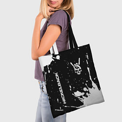 Сумка-шопер Nickelback и рок символ на темном фоне, цвет: 3D-принт — фото 2