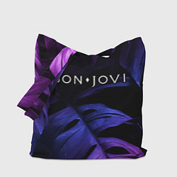 Сумка-шопер Bon Jovi neon monstera, цвет: 3D-принт